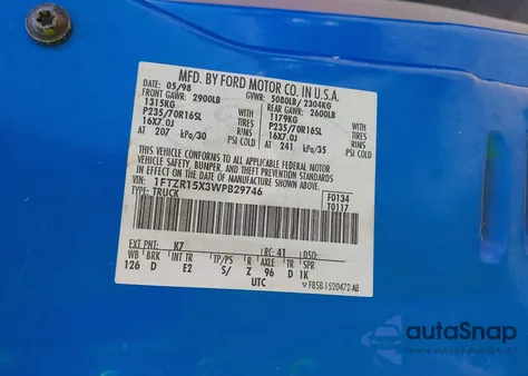 1998 Ford Ranger Splash/Xl/Xlt z USA, uszkodzony, nr VIN 1FTZR15X3WPB29746